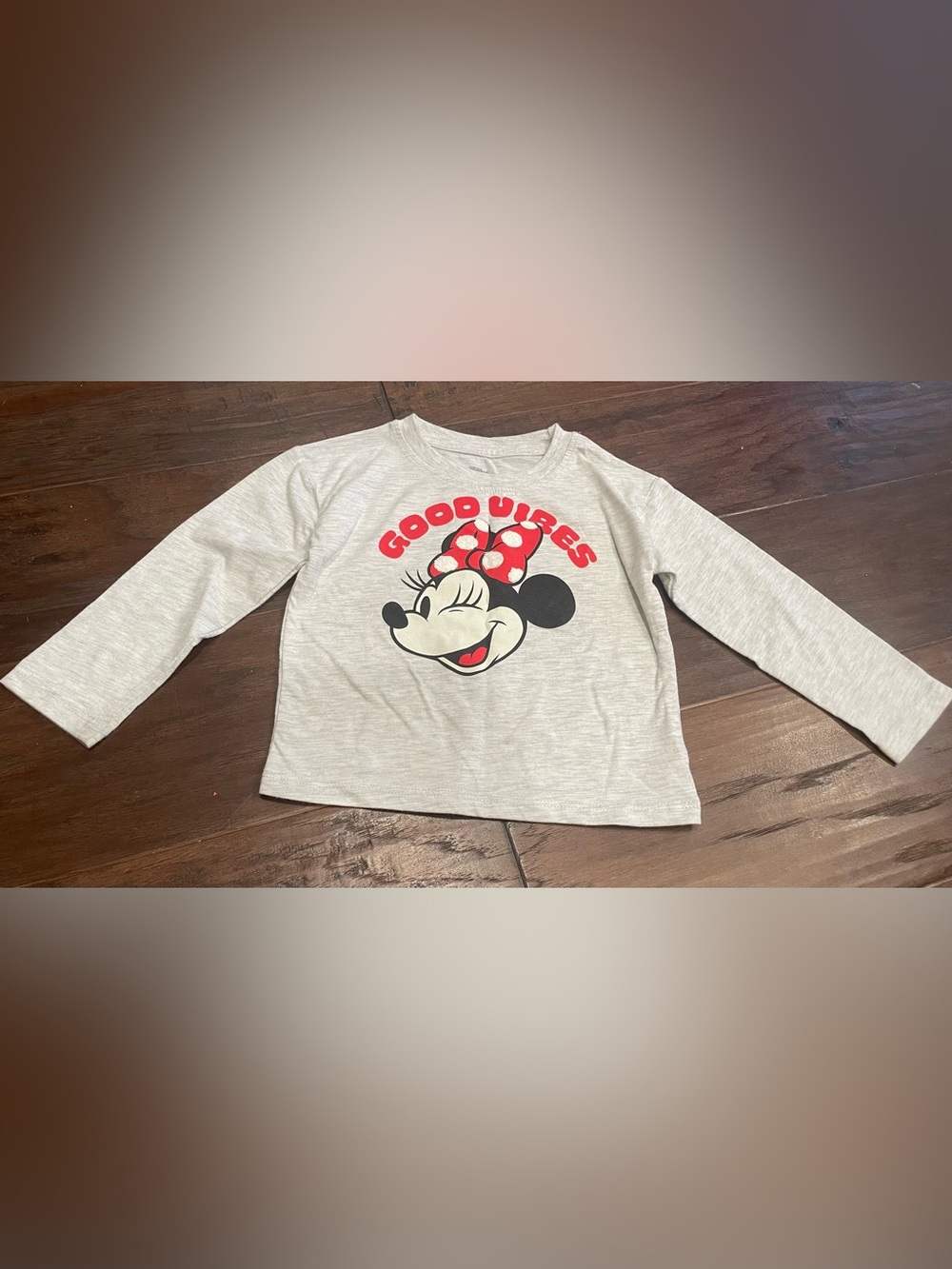 Disney Jr. 3T Kids Minnie Mouse 'Good Vibes' Graphic Tee - Light Gray & Red